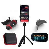 Airofit - Pro Trainer Bundle with Breathing Enhanced Lung Capacity Exercise Training Device, Phone Tripod, Hard-Shell Protective Carry Case and Airofit - Fingertip Pulse Oximeter for Blood Oxygen Levels