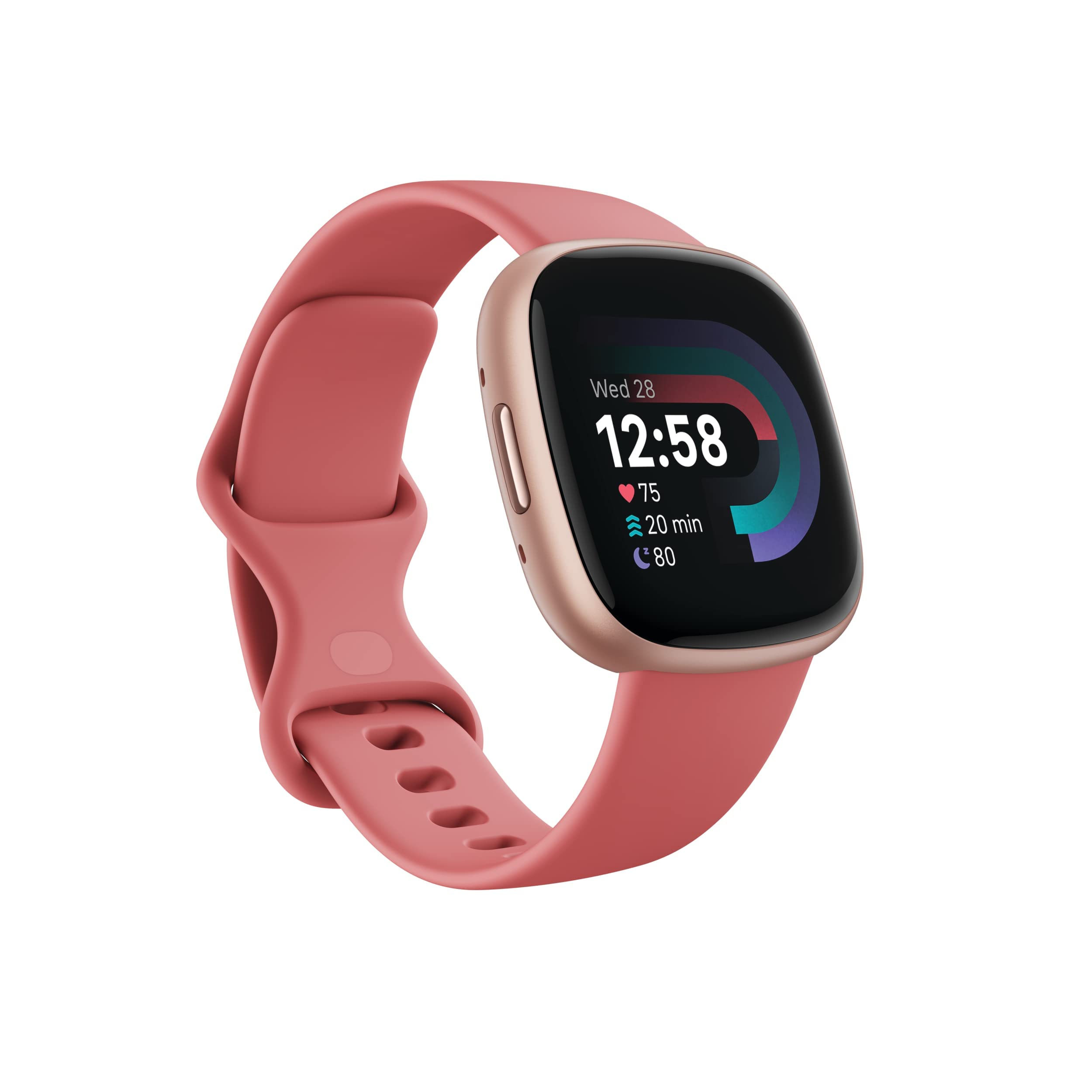 Fitbit - Versa 4 Fitness Smartwatch with Daily Readiness, GPS, 24/7 Heart Rate and More, Pink Sand/Copper Rose, One Size (S & L Bands Included)